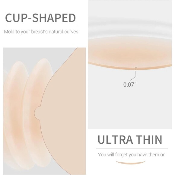 VOCH GALA Nipple Covers 2 Pairs-Seamless and Sheer Adhesive Silicone Size D+ - Picture 2 of 6